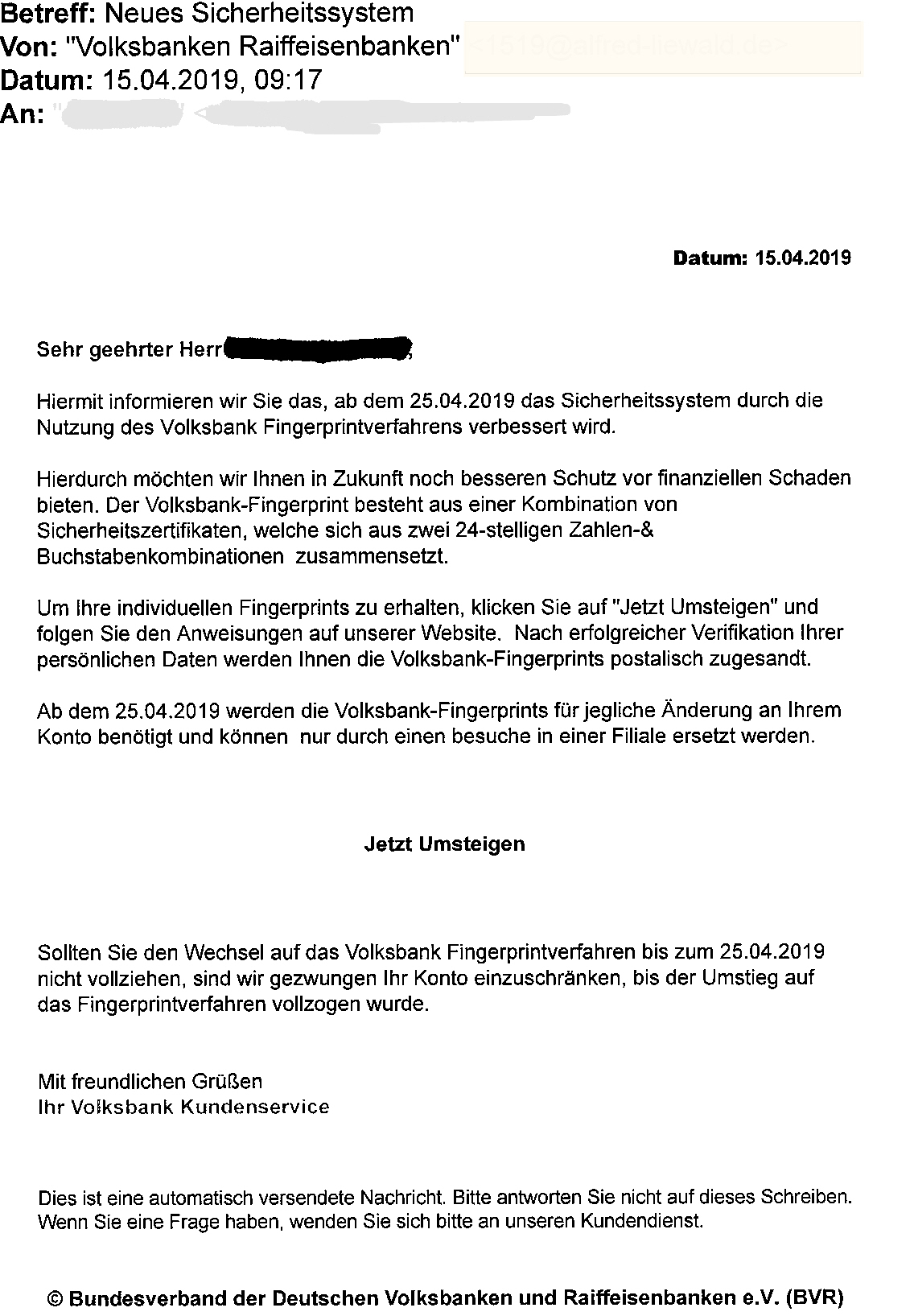 Beispiel Phishingmail Beispiel Phishingmail