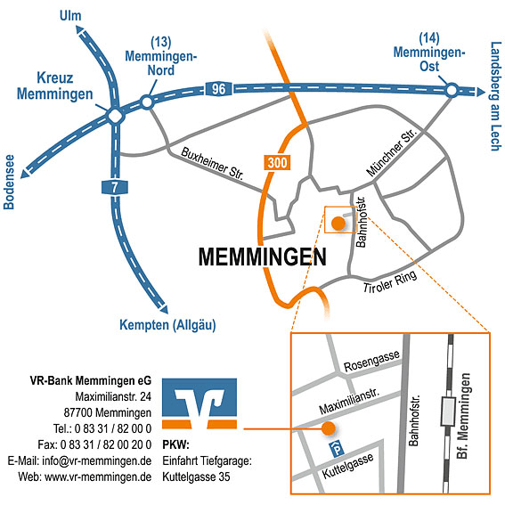 Anfahrtskizze VR-Bank Memmingen eG Anfahrtskizze VR-Bank Memmingen eG